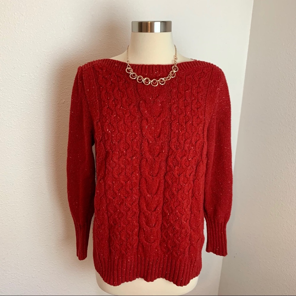St John’s Bay Cable Knit Red Sweater Large